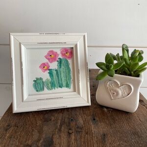 Watercolor succulent original 4x4 framed